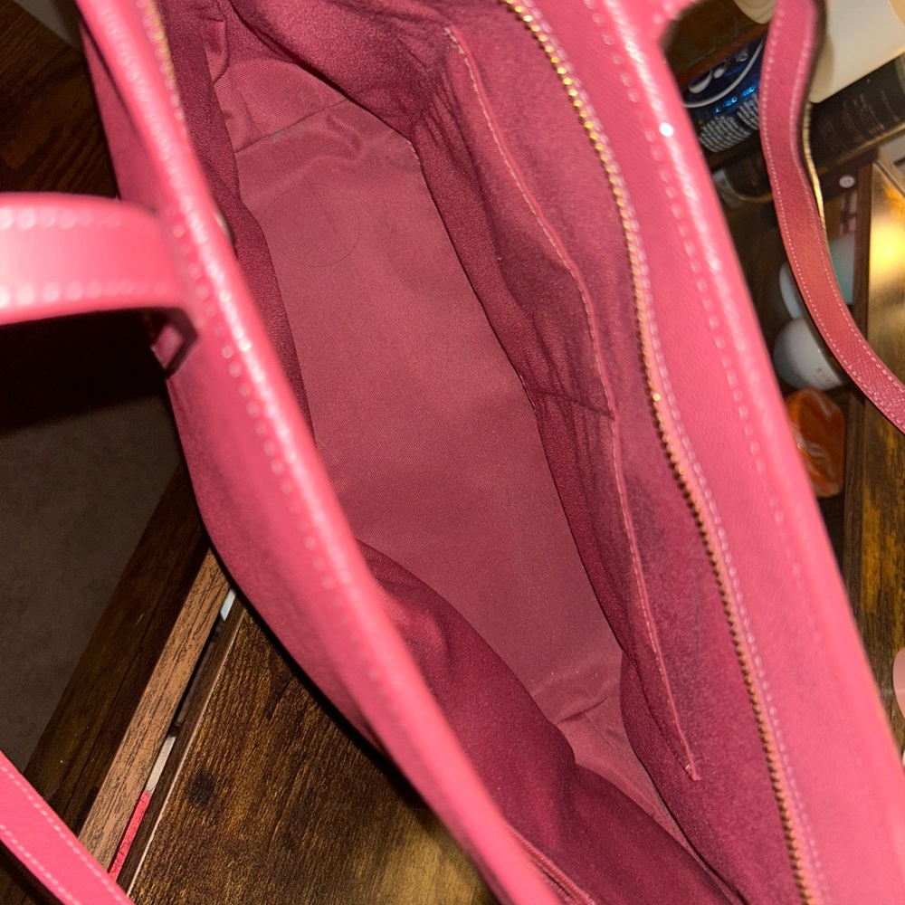 Coach Pink Leather Tote Bag with Gold Hardware - Picture 3 of 3